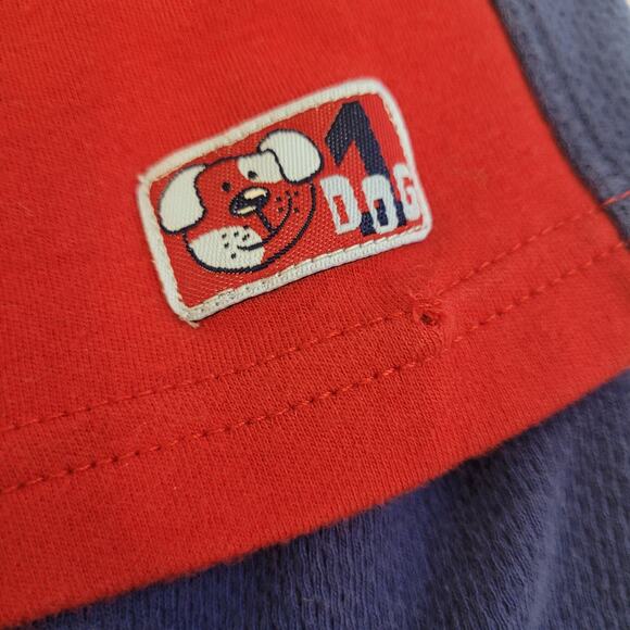 Vintage Toddler Outfit Red Blue Dog Woof Shirt Shorts Socks Set Size 3-6M - Picture 2 of 7